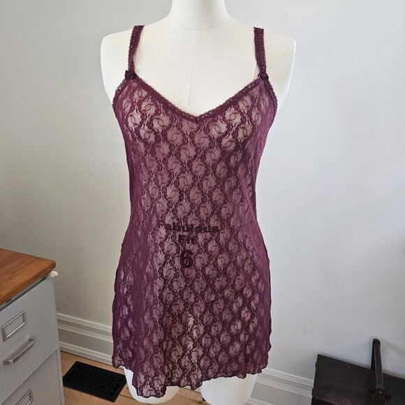 B Tempt'd by Wacoal Aubergine Lace Chemise - Picture 1 of 4